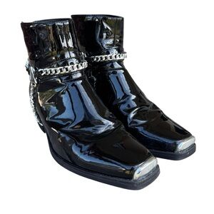 ASOS Design Shiny Chain Link Cowboy Chelsea Boots size 10